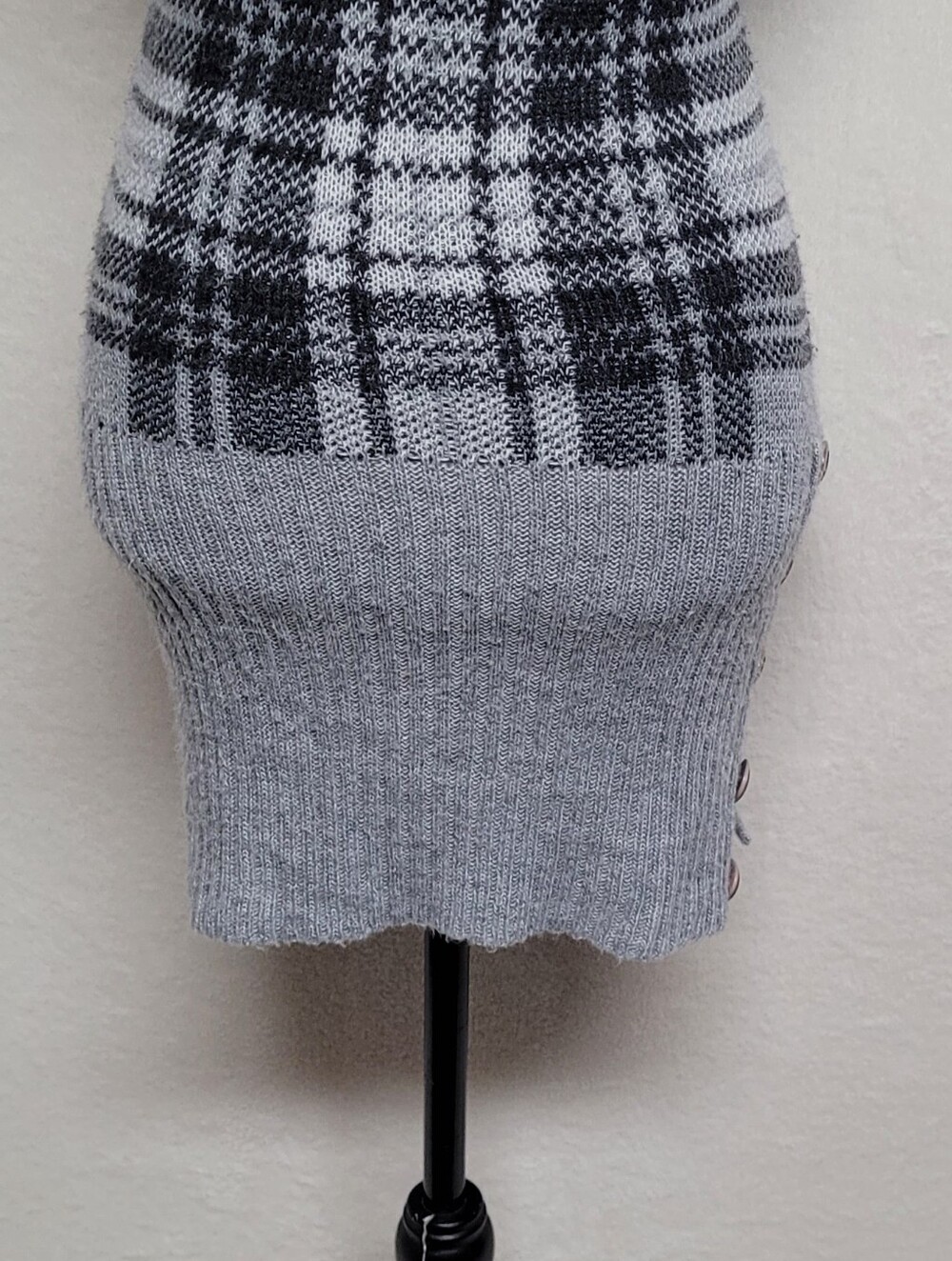 90s Vintage Say What Gray Plaid Cowl-neck Off-Shoulder Bodycon Mini Dress Small - Picture 4 of 11